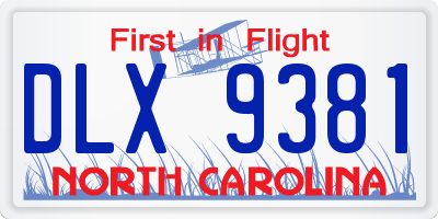 NC license plate DLX9381