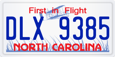 NC license plate DLX9385