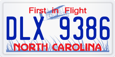 NC license plate DLX9386