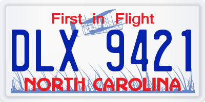 NC license plate DLX9421