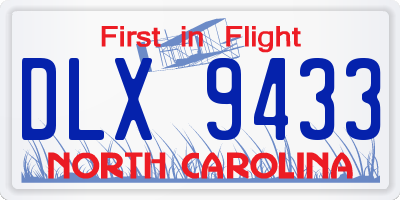 NC license plate DLX9433