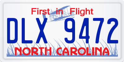 NC license plate DLX9472