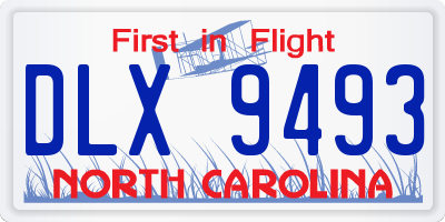 NC license plate DLX9493