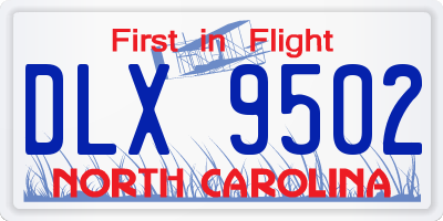 NC license plate DLX9502