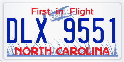 NC license plate DLX9551