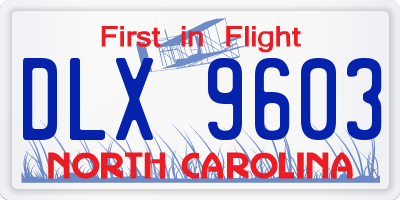 NC license plate DLX9603