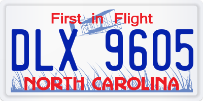 NC license plate DLX9605