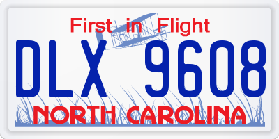 NC license plate DLX9608