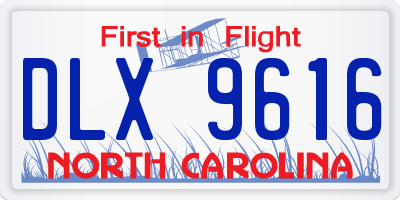 NC license plate DLX9616