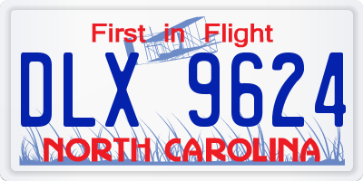 NC license plate DLX9624