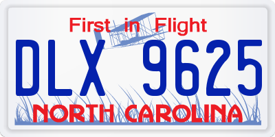 NC license plate DLX9625
