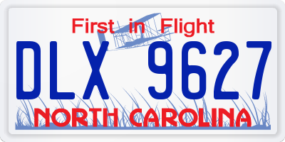 NC license plate DLX9627