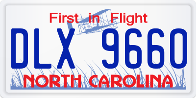 NC license plate DLX9660