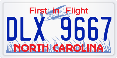 NC license plate DLX9667