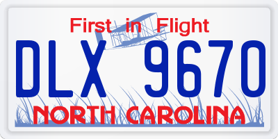 NC license plate DLX9670
