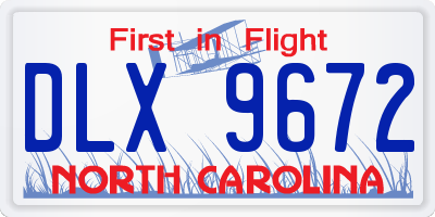 NC license plate DLX9672