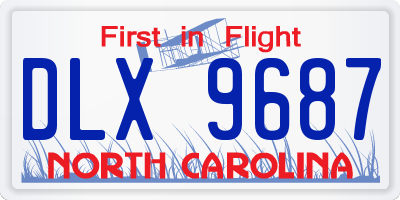 NC license plate DLX9687