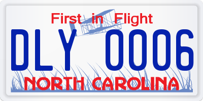 NC license plate DLY0006