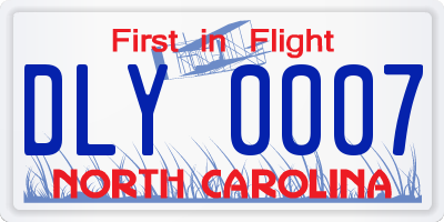 NC license plate DLY0007