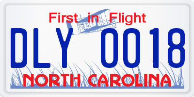 NC license plate DLY0018