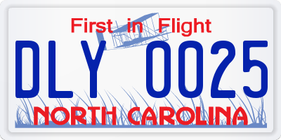 NC license plate DLY0025