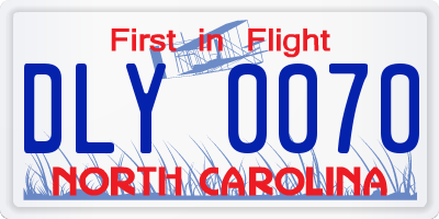 NC license plate DLY0070