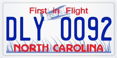 NC license plate DLY0092