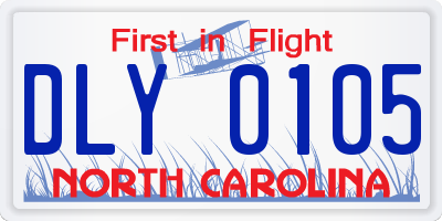 NC license plate DLY0105