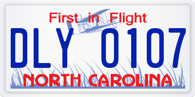 NC license plate DLY0107