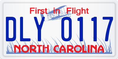 NC license plate DLY0117