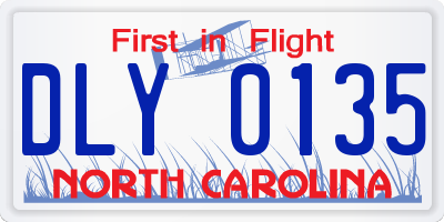 NC license plate DLY0135