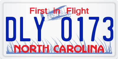 NC license plate DLY0173