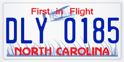 NC license plate DLY0185