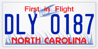 NC license plate DLY0187