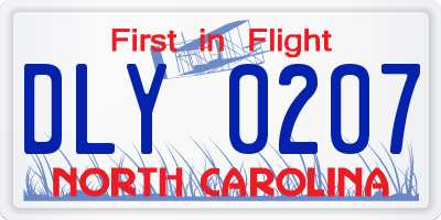 NC license plate DLY0207