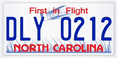 NC license plate DLY0212