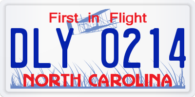 NC license plate DLY0214