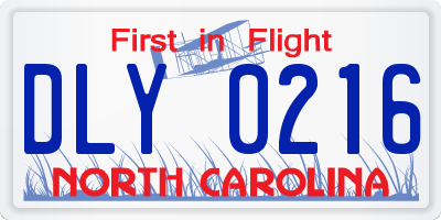 NC license plate DLY0216