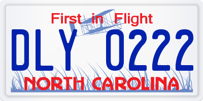 NC license plate DLY0222
