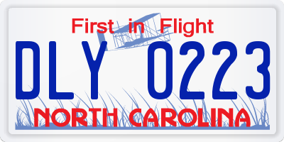 NC license plate DLY0223