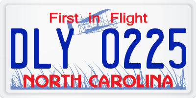 NC license plate DLY0225