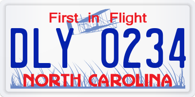 NC license plate DLY0234