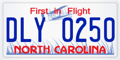 NC license plate DLY0250