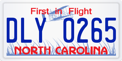 NC license plate DLY0265