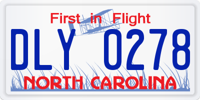 NC license plate DLY0278