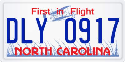 NC license plate DLY0917