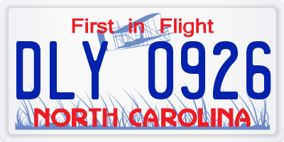 NC license plate DLY0926