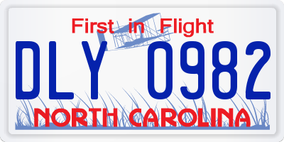 NC license plate DLY0982