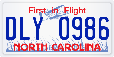 NC license plate DLY0986