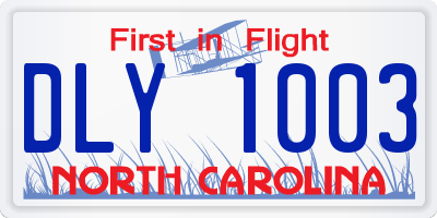 NC license plate DLY1003
